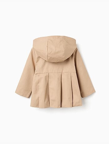 Parka con pieghe e cappuccio rimovibile