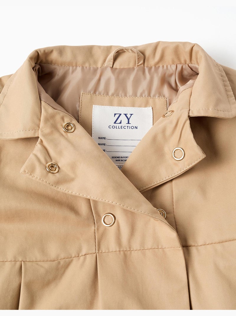 Parka con pieghe e cappuccio rimovibile Beige chiaro - Kiabi