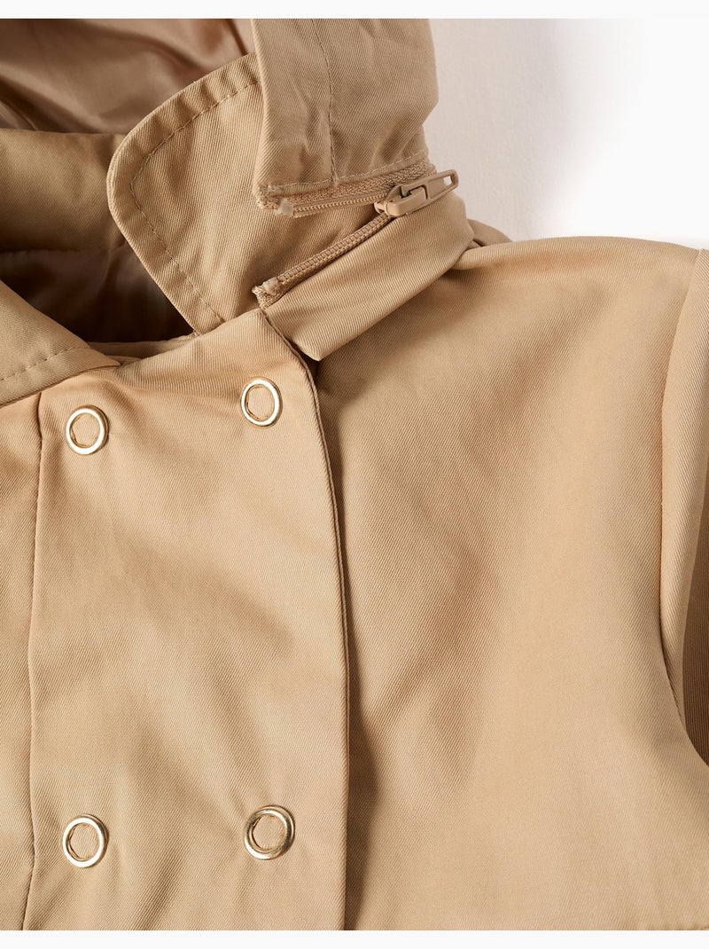Parka con pieghe e cappuccio rimovibile Beige chiaro - Kiabi
