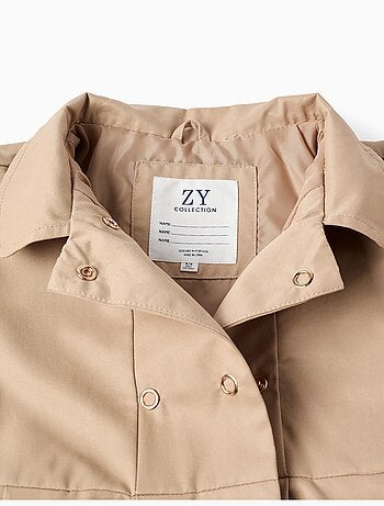 Parka con pieghe e cappuccio rimovibile