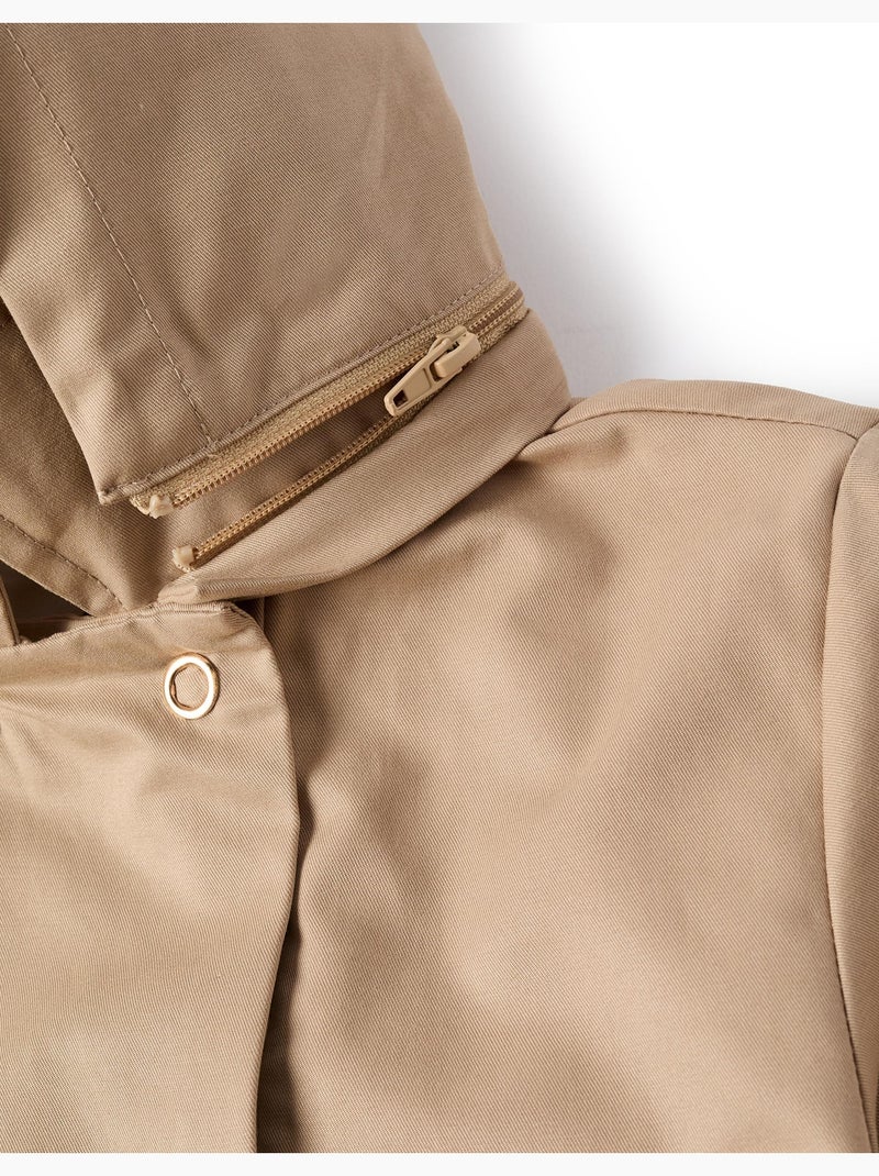 Parka con pieghe e cappuccio rimovibile Beige chiaro - Kiabi