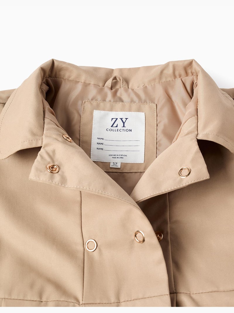 Parka con pieghe e cappuccio rimovibile Beige chiaro - Kiabi