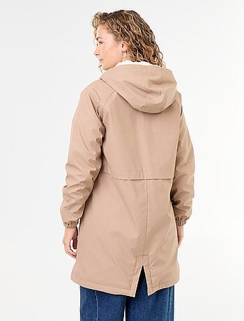 Parka dritto foderato in pelliccia sintetica