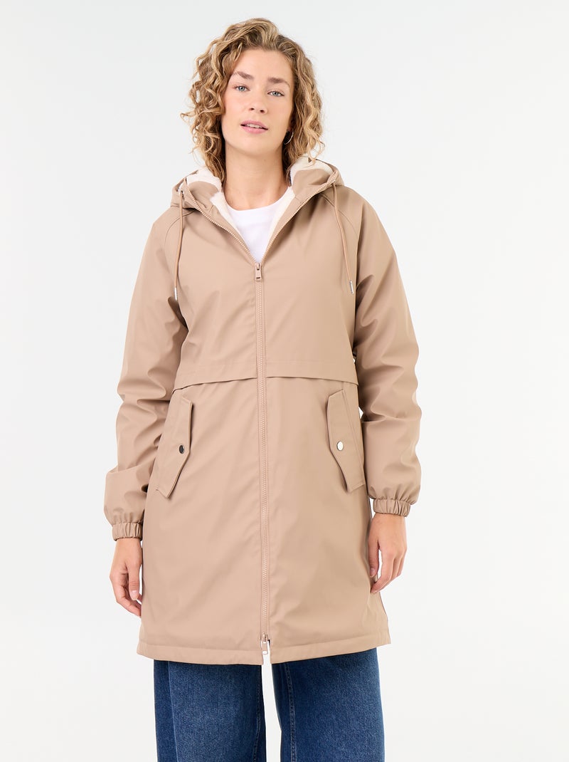 Parka dritto foderato in pelliccia sintetica Marrone - Kiabi