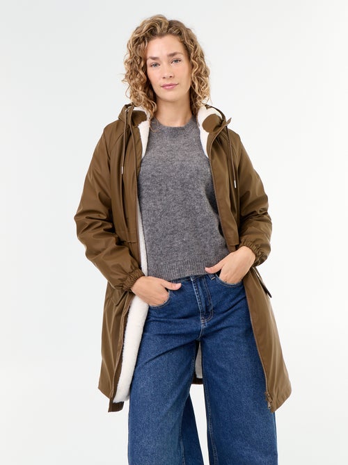 Parka dritto foderato in pelliccia sintetica - Kiabi Parka dritto foderato in pelliccia sintetica - Kiabi