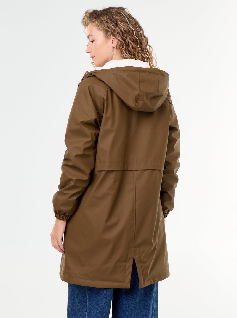 Parka dritto foderato in pelliccia sintetica Marrone - Kiabi
