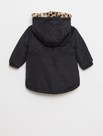Parka foderato con cappuccio e finta pelliccia