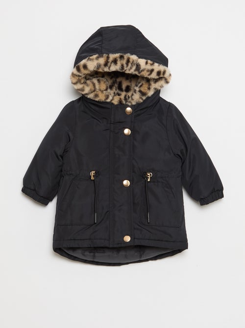 Parka foderato con cappuccio e finta pelliccia - Kiabi