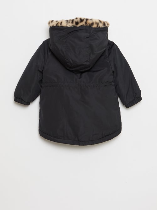 Parka foderato con cappuccio e finta pelliccia - Kiabi