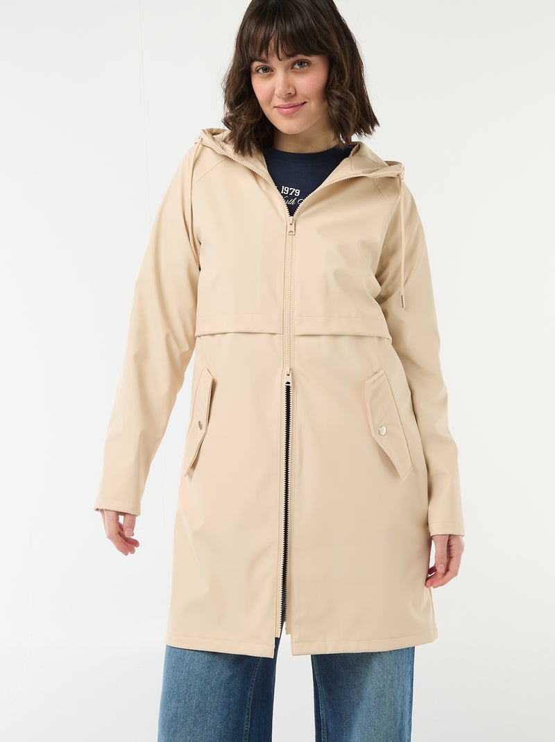 Parka gommata con cappuccio Beige - Kiabi