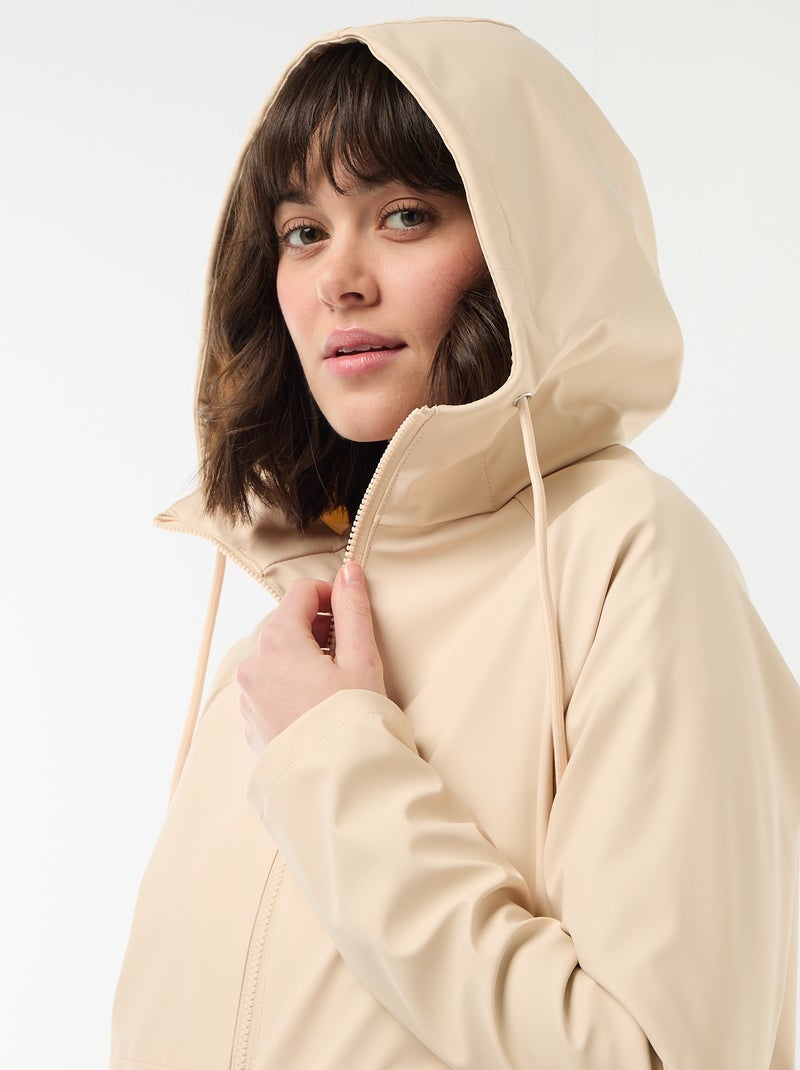 Parka gommata con cappuccio Beige - Kiabi