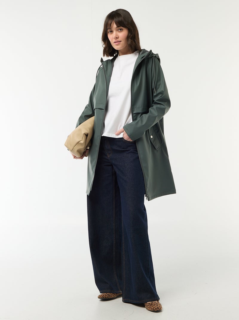 Parka gommata con cappuccio Kaki - Kiabi