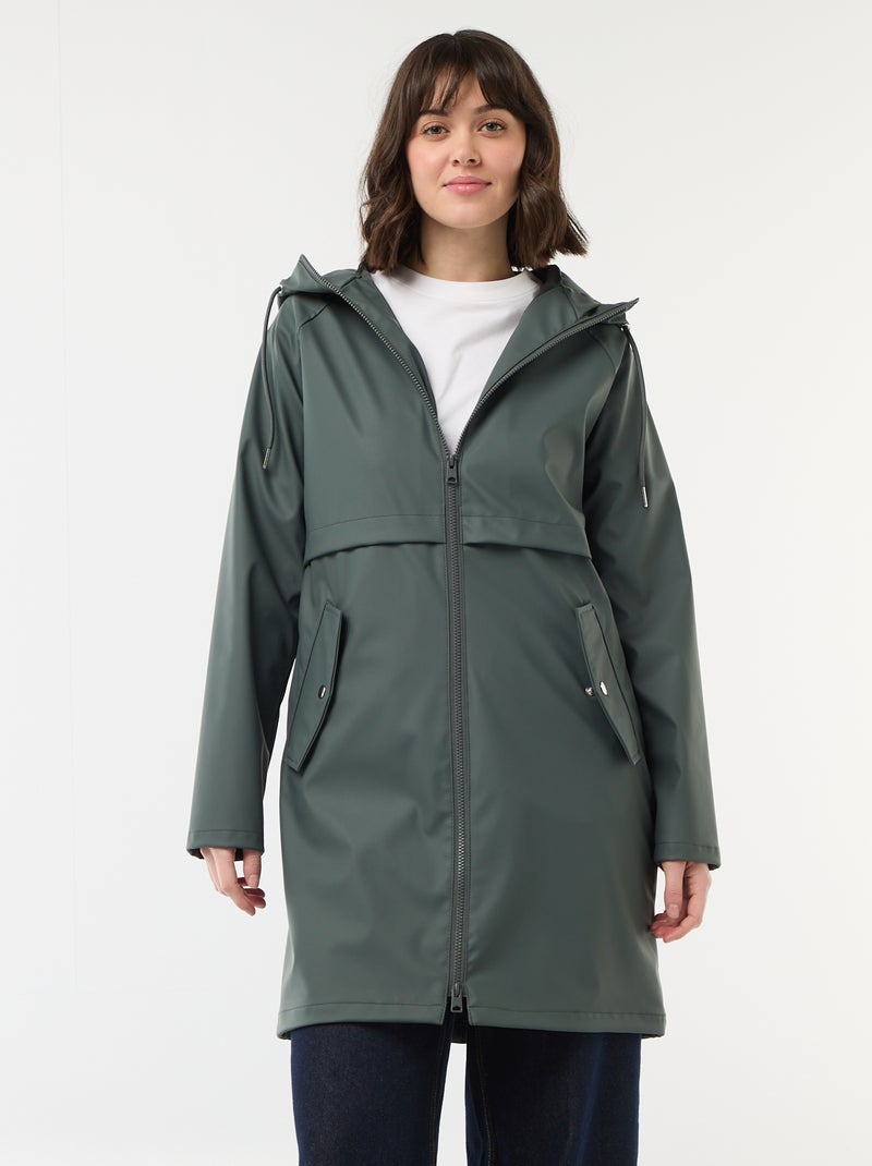 Parka gommata con cappuccio Kaki - Kiabi