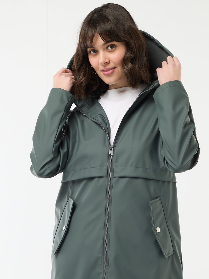 Parka gommata con cappuccio Kaki - Kiabi