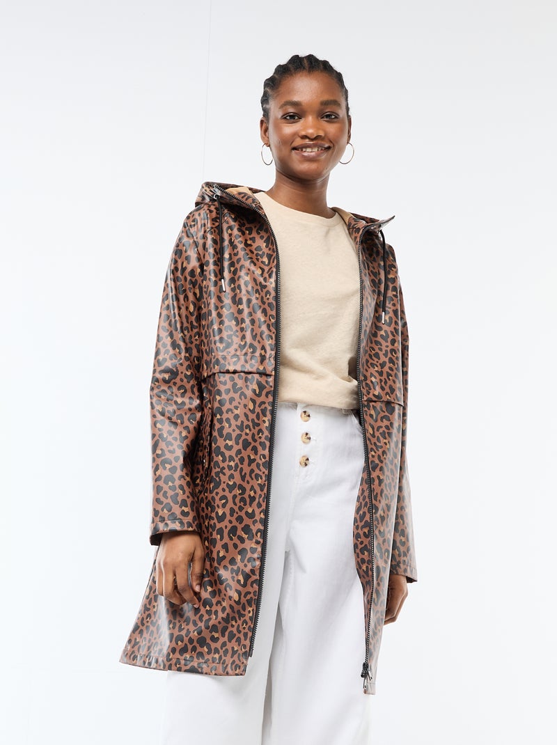 Parka gommata con cappuccio Marrone - Kiabi