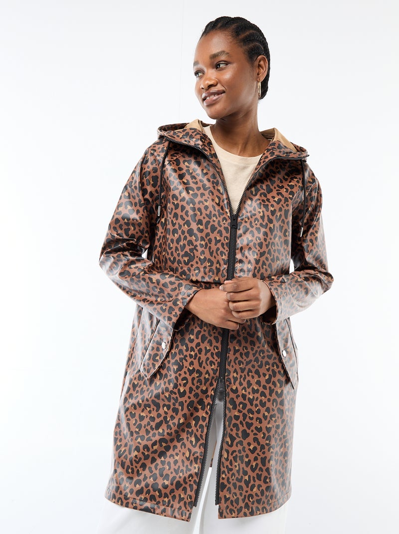 Parka gommata con cappuccio Marrone - Kiabi