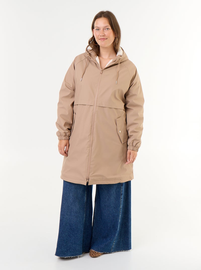 Parka gommato foderato con cappuccio Marrone - Kiabi