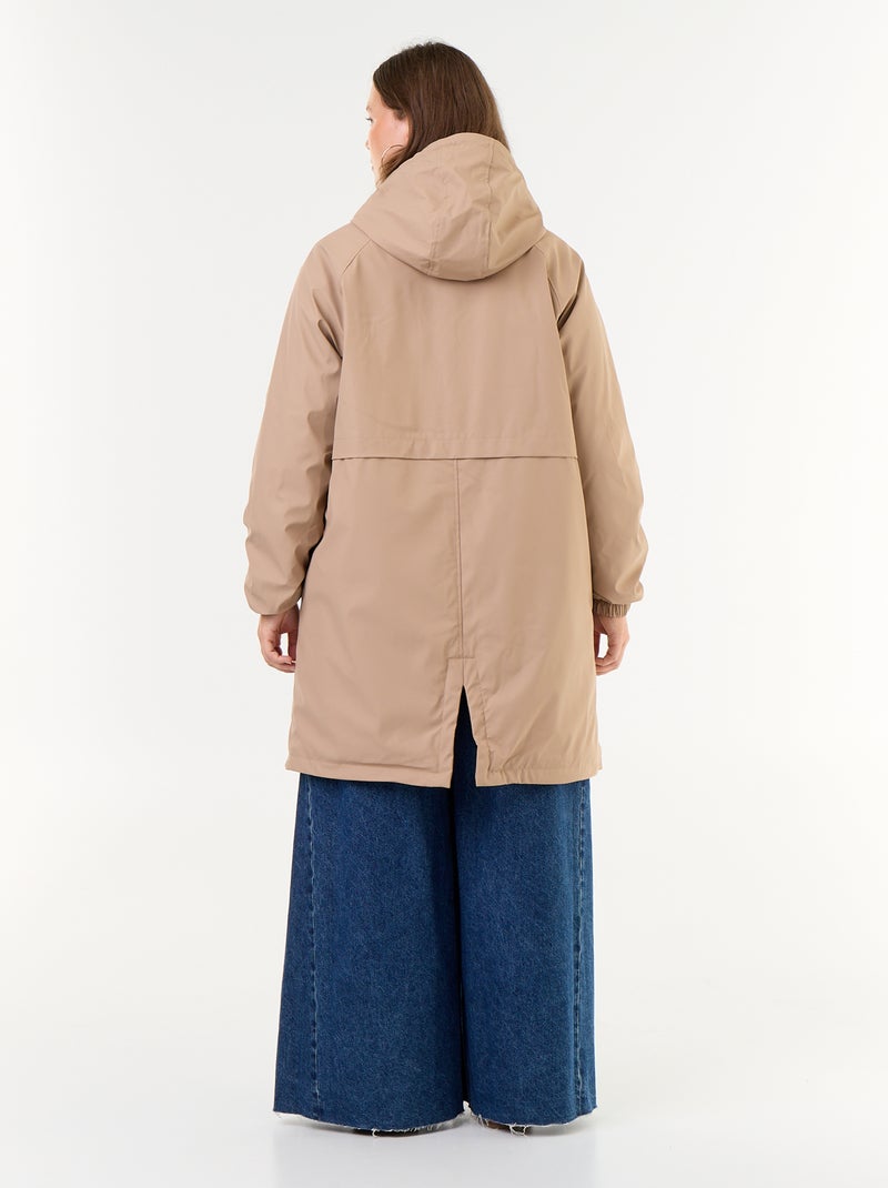 Parka gommato foderato con cappuccio Marrone - Kiabi