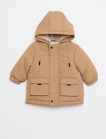 Parka idrorepellente con cappuccio e fodera effetto montone