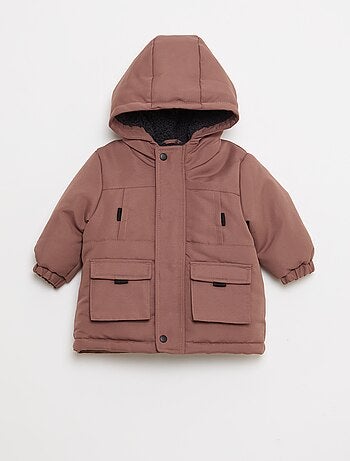 Parka idrorepellente con cappuccio e fodera effetto montone