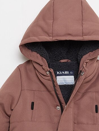 Parka idrorepellente con cappuccio e fodera effetto montone
