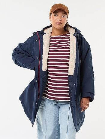 Parka idrorepellente con cappuccio effetto montone