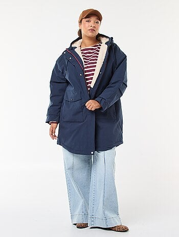 Parka idrorepellente con cappuccio effetto montone