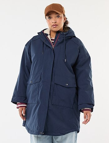 Parka idrorepellente con cappuccio effetto montone