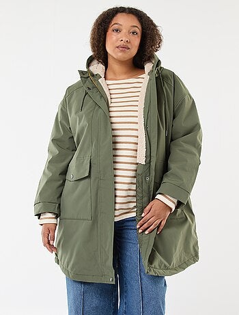 Parka idrorepellente con cappuccio effetto montone