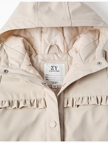 Parka imbottita con cappuccio e volant