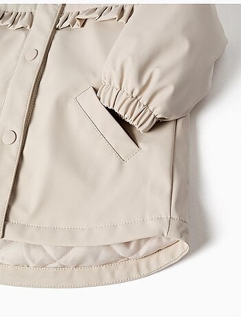 Parka imbottita con cappuccio e volant