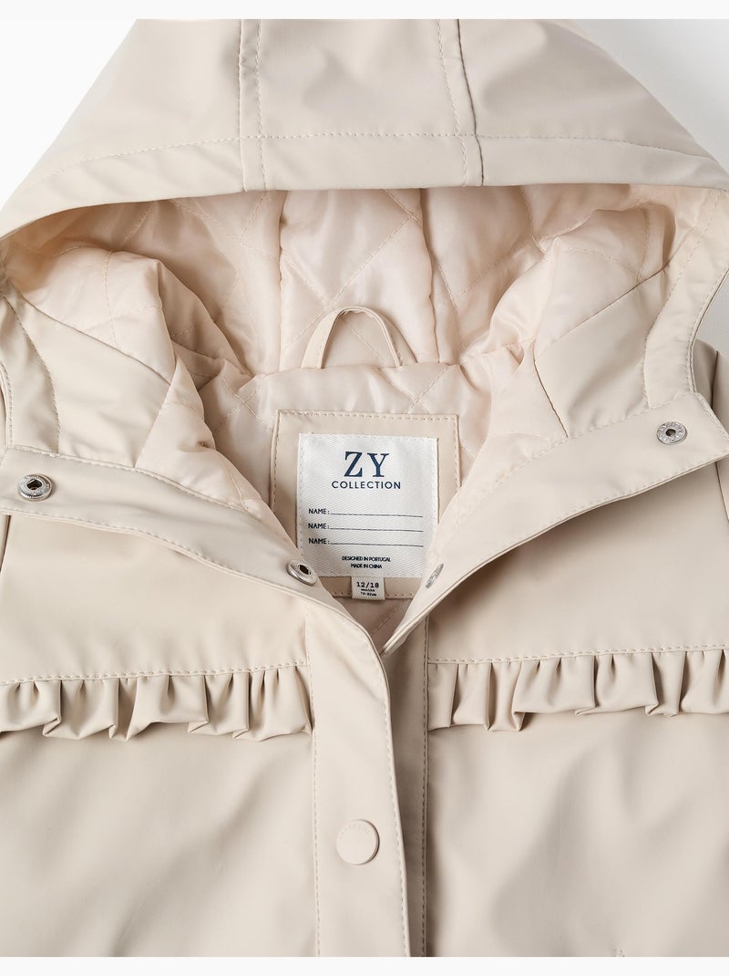 Parka imbottita con cappuccio e volant Grigio chiaro - Kiabi