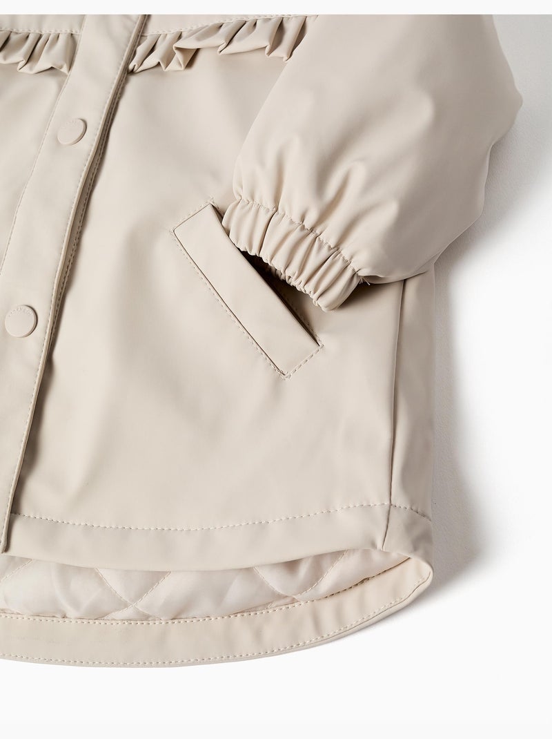 Parka imbottita con cappuccio e volant Grigio chiaro - Kiabi