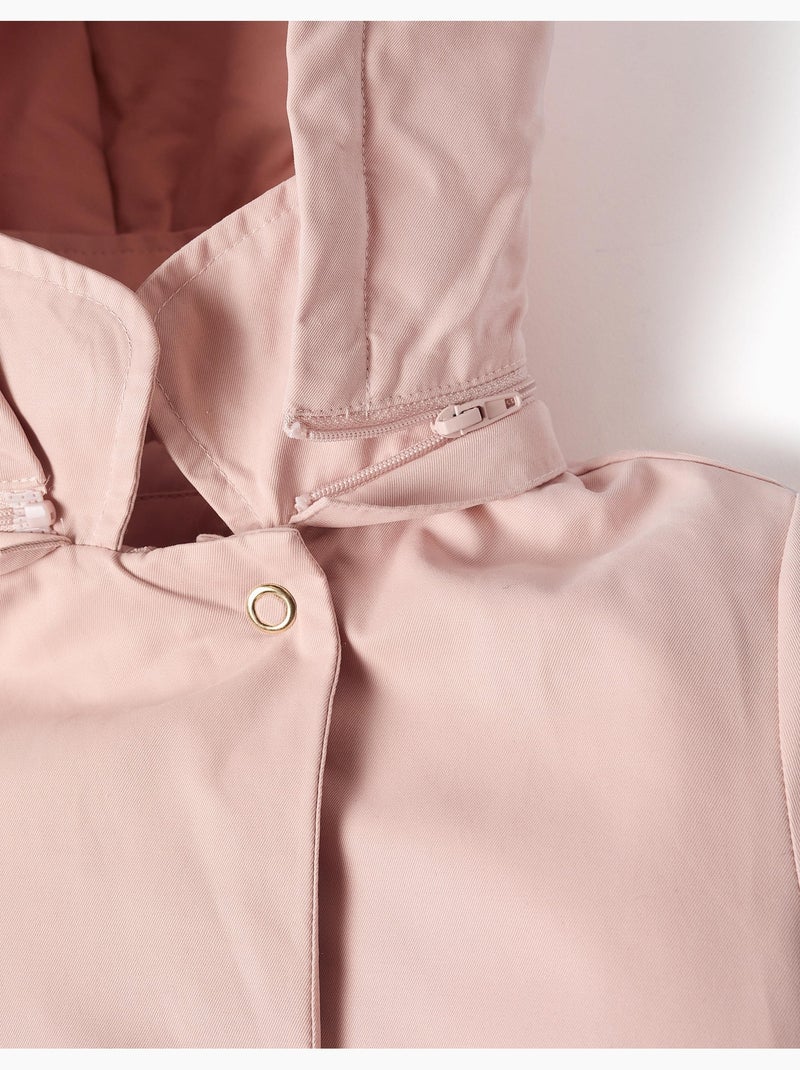Parka imbottito con cappuccio staccabile e tasche Rosa chiaro - Kiabi