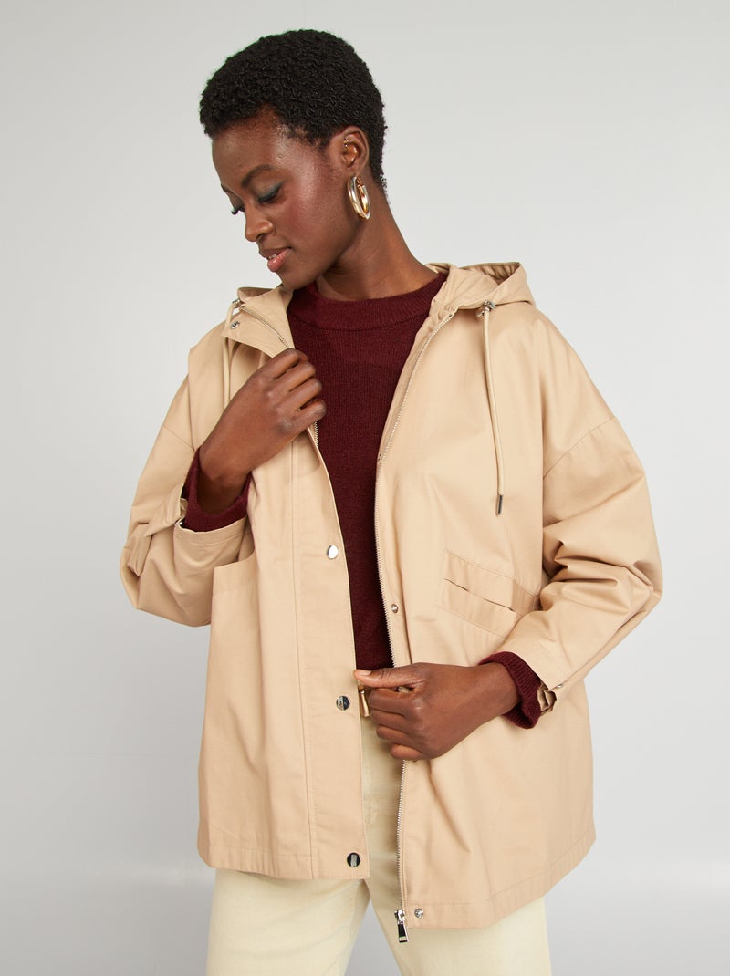 Parka impermeabile con cappuccio oversize con cappuccio parka impermeabile con cappuccio - BEIGE - Kiabi
