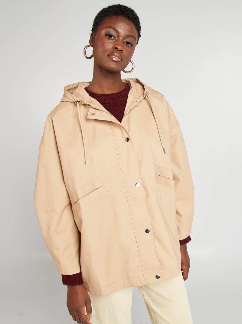 Parka impermeabile con cappuccio oversize con cappuccio parka impermeabile con cappuccio - BEIGE - Kiabi