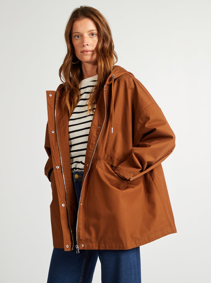 Parka impermeabile con cappuccio oversize con cappuccio parka impermeabile con cappuccio - MARRONE - Kiabi
