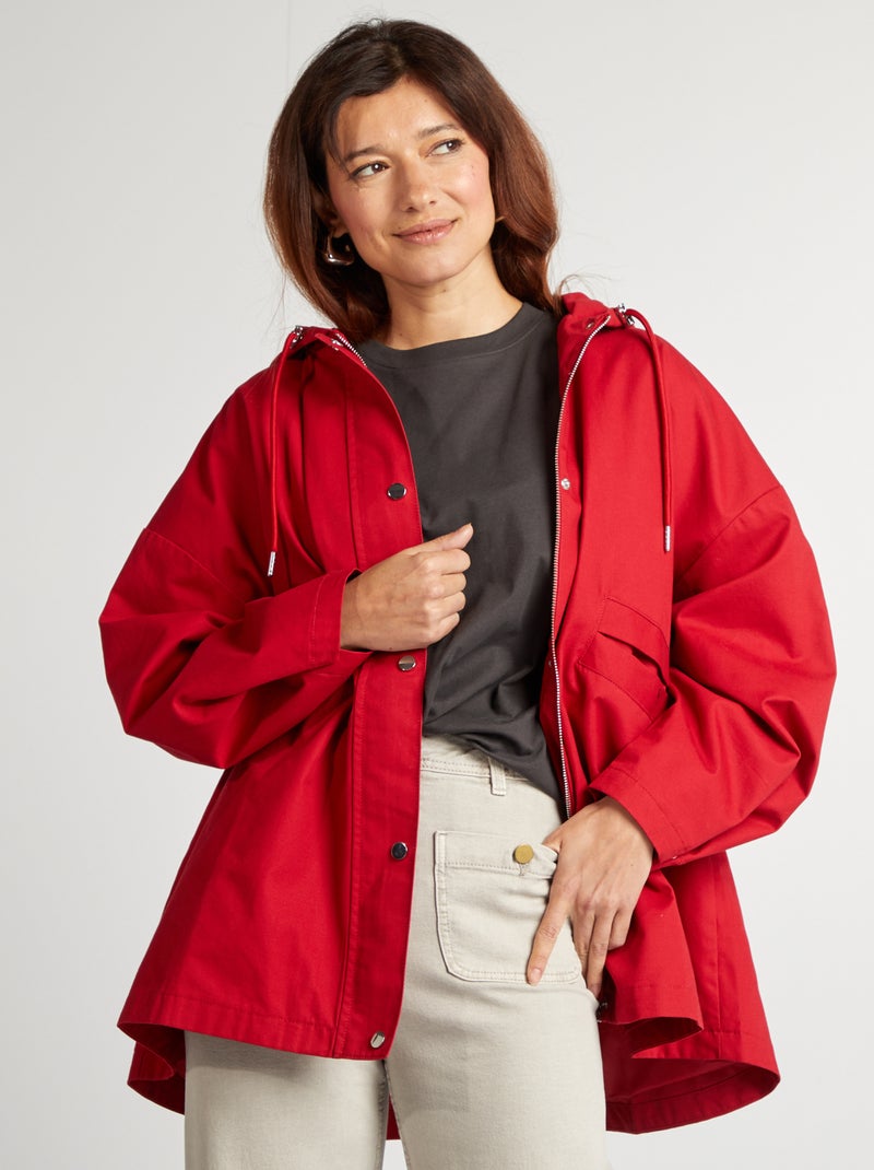 Parka impermeabile con cappuccio oversize con cappuccio parka impermeabile con cappuccio - rosso - Kiabi