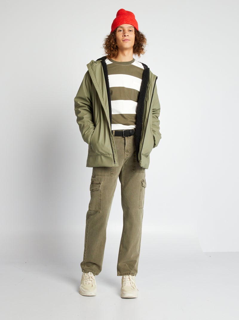 Parka impermeabile con imbottitura effetto montone KAKI - Kiabi