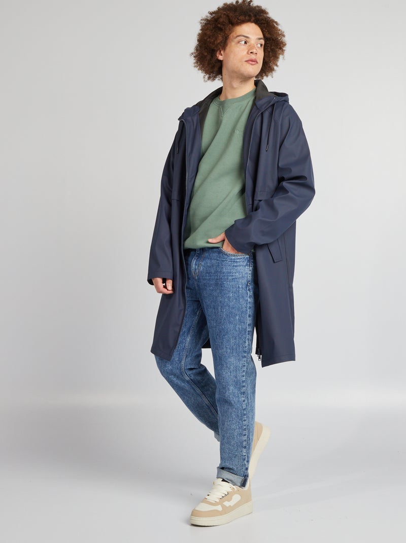 Parka impermeabile taglio lungo con cappuccio BLU - Kiabi