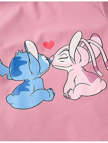 Parka in gomma con cappuccio con stampa di stitch e angel