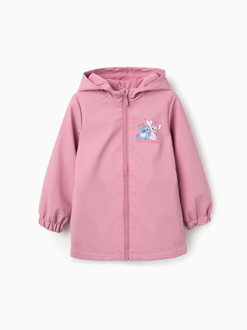 Parka in gomma con cappuccio con stampa di stitch e angel Rosa scuro - Kiabi