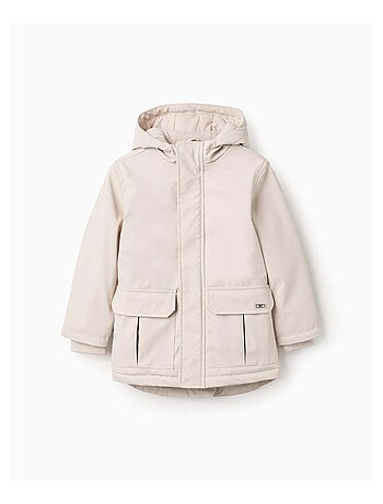 Parka in gomma con hood e fodera in jersey