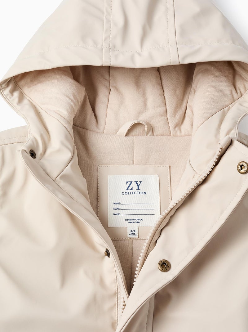 Parka in gomma con hood e fodera in jersey Grigio chiaro - Kiabi