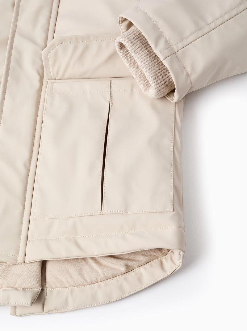 Parka in gomma con hood e fodera in jersey Grigio chiaro - Kiabi