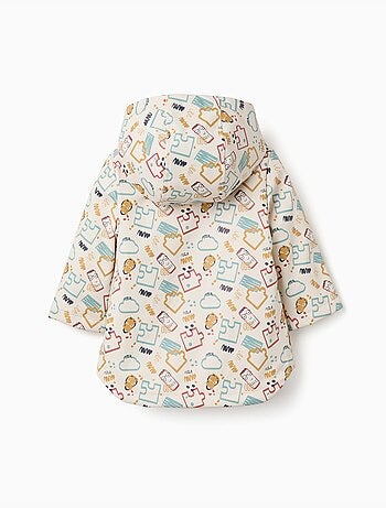 Parka in gomma imbottita con cappuccio e stampa