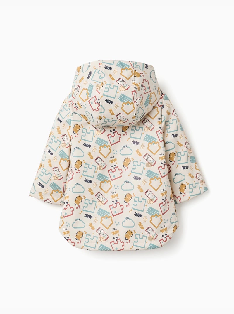 Parka in gomma imbottita con cappuccio e stampa Bianco - Kiabi