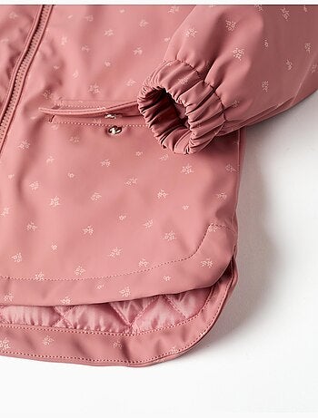 Parka in gomma imbottito con cappuccio e stampa floreale