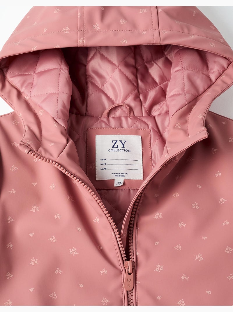 Parka in gomma imbottito con cappuccio e stampa floreale Rosa - Kiabi