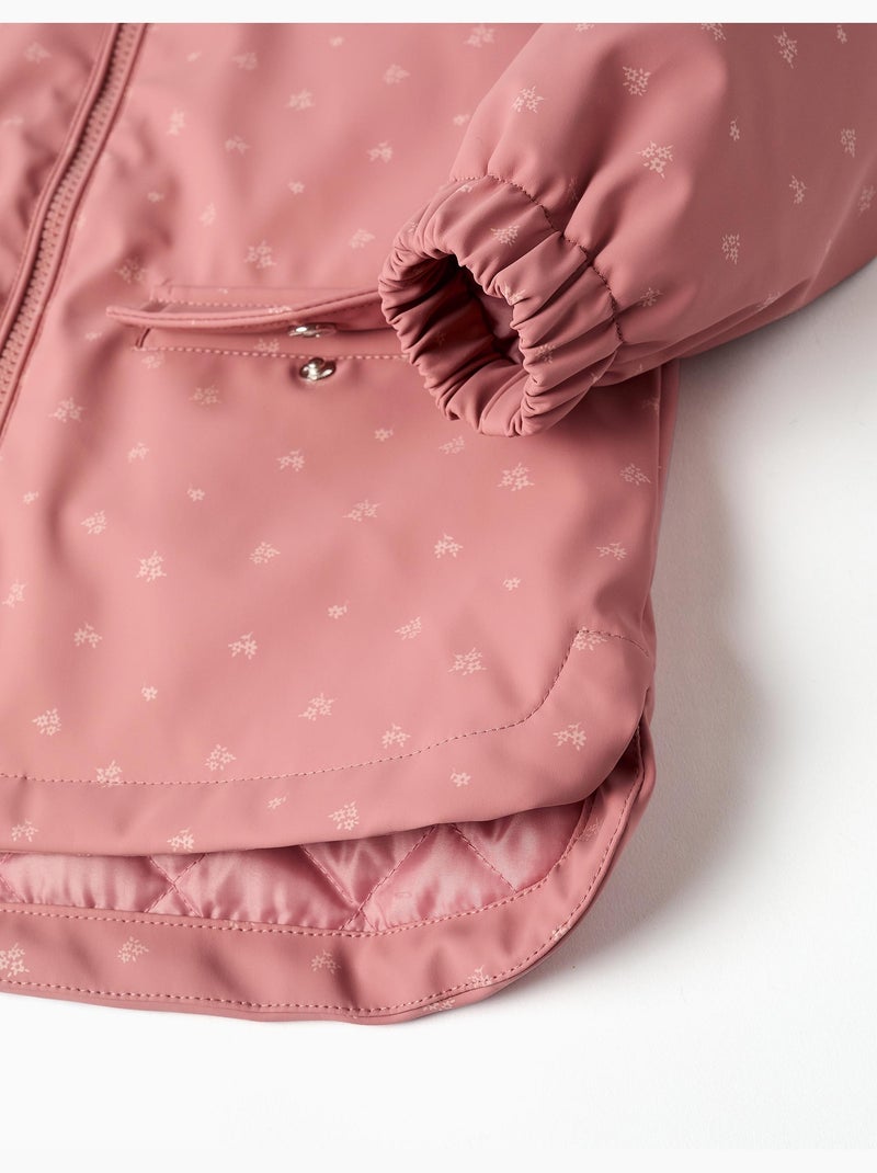 Parka in gomma imbottito con cappuccio e stampa floreale Rosa - Kiabi